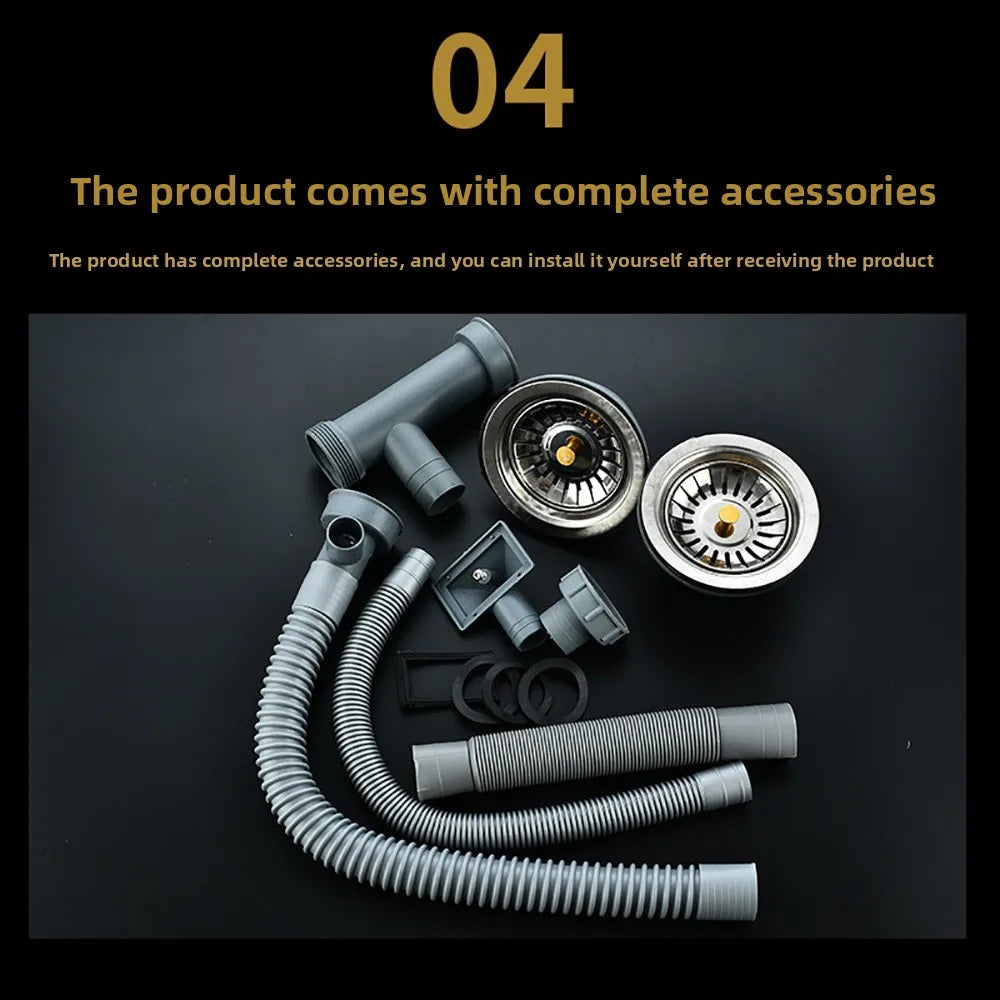 Stainless Steel Kitchen Sink Drain Pipe Set – Single/Double Slot Sink Drain Pipe Set Nixie