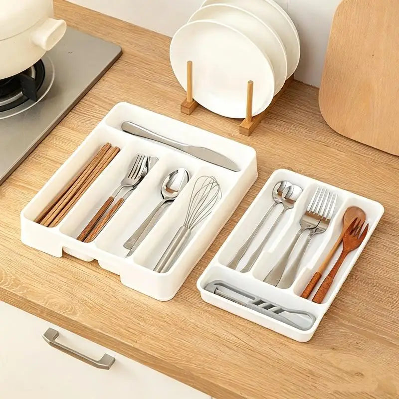 BPA-Free Stackable Cutlery Organizer | Multi-Compartment Kitchen Tray Cutlery Organizer Tray Nixie
