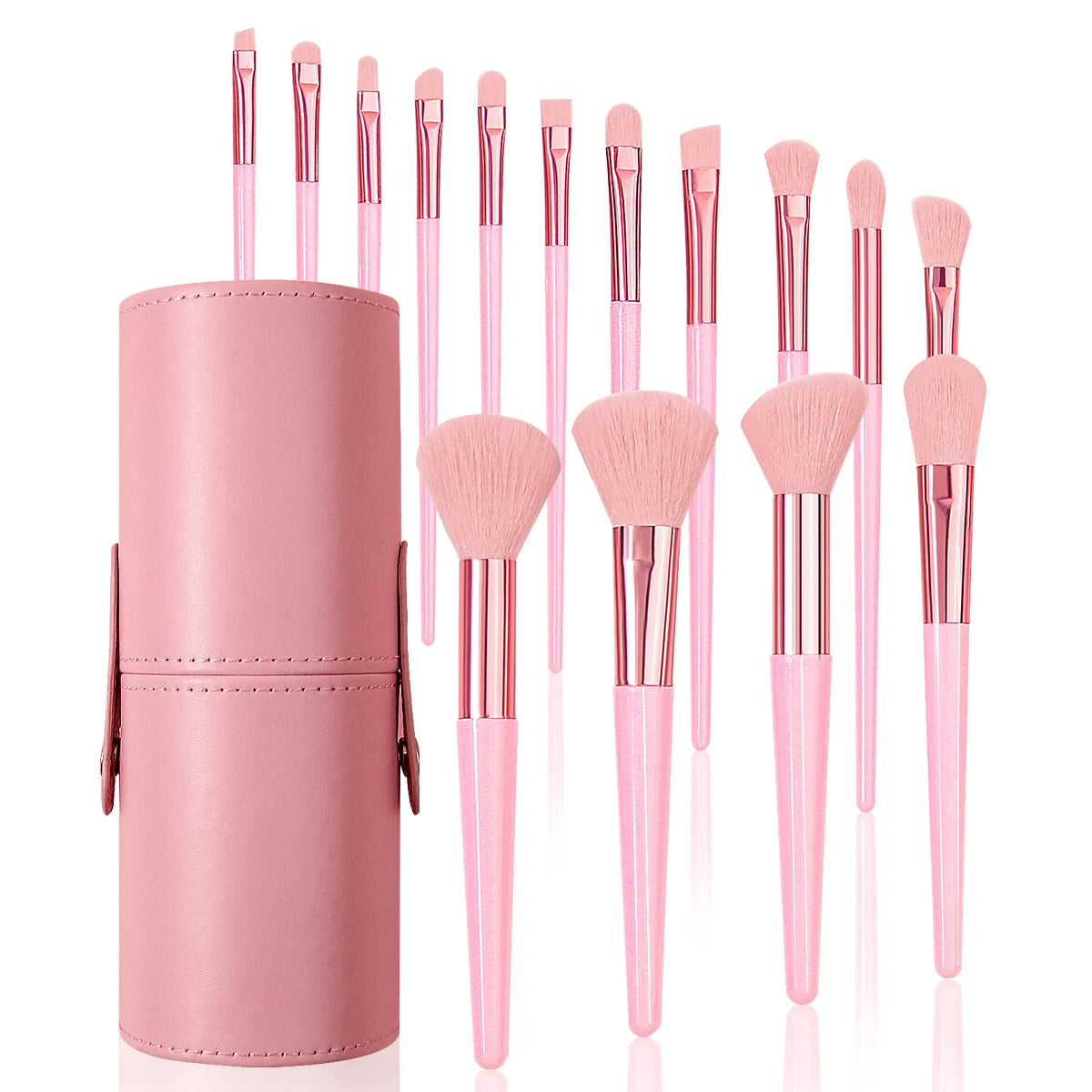 15-Piece Pink Makeup Brush Set with Storage Barrel | Nixie Makeup Brush Set Nixie Pink