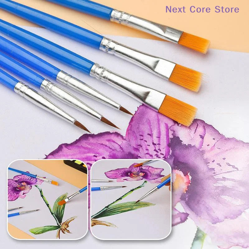 Nylon Paint Brush Set 30–110 Pcs | Round & Flat Art Brushes Art Paint Brush Set Nixie