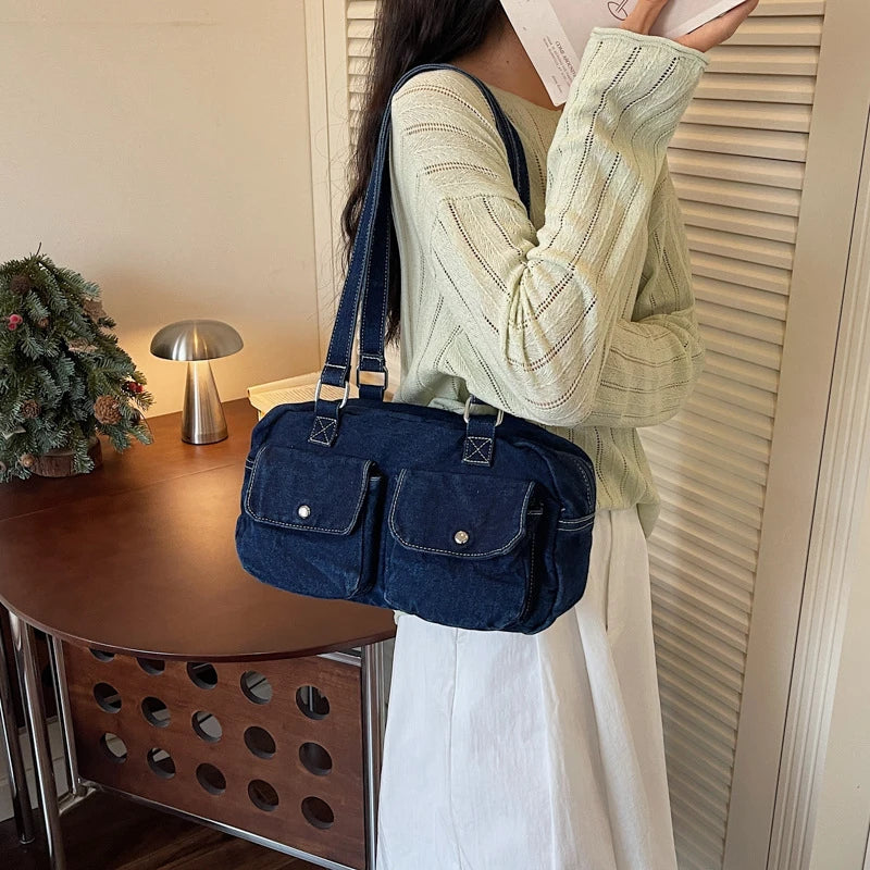 Vintage Denim Boston Bag – Women's Crossbody Shoulder Handbag Crossbody Shoulder Bag Nixie