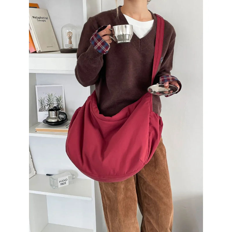 Fluffy Pleated Crossbody Bag – Large Capacity Shoulder Tote Crossbody Shoulder Bag Nixie