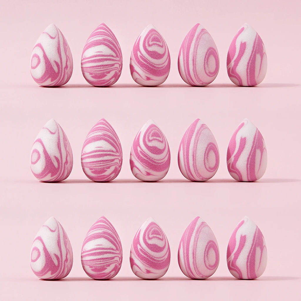 15Pcs Mini Marble Makeup Sponges – Dry & Wet Cosmetic Puffs