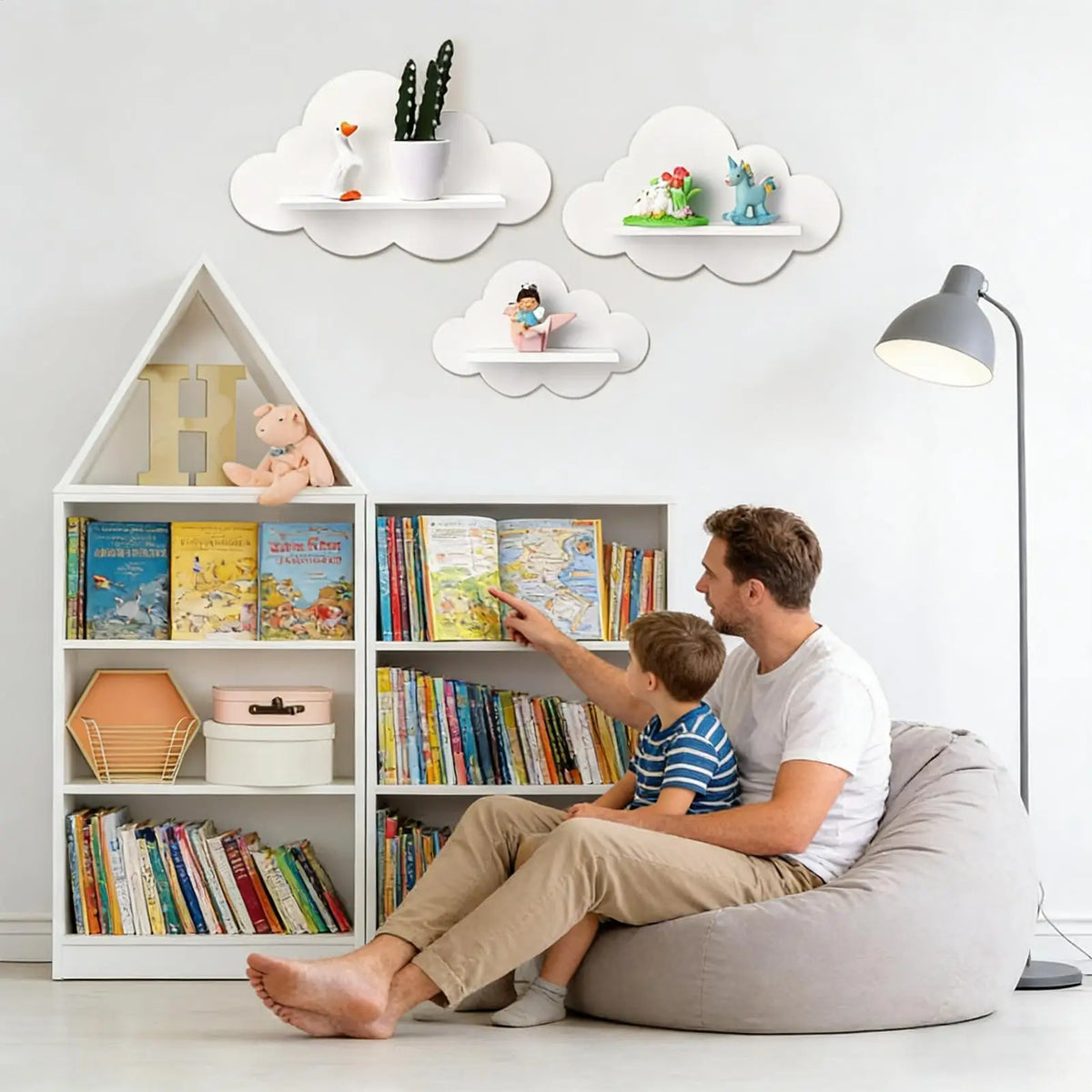 Boho Cloud Floating Wall Shelves Set of 3 – Kids Room Décor Floating Wall Shelf Nixie