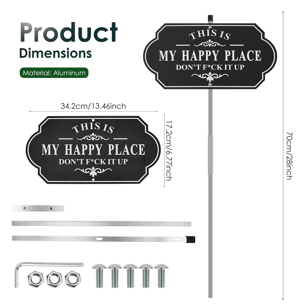 Funny Happy Place Aluminum Metal Sign – Outdoor Door & Garden Novelty Metal Sign Nixie