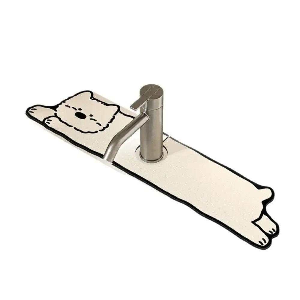 Cartoon Puppy Diatom Mud Faucet Draining Mat | Sink Mat Sink Draining Mat Nixie