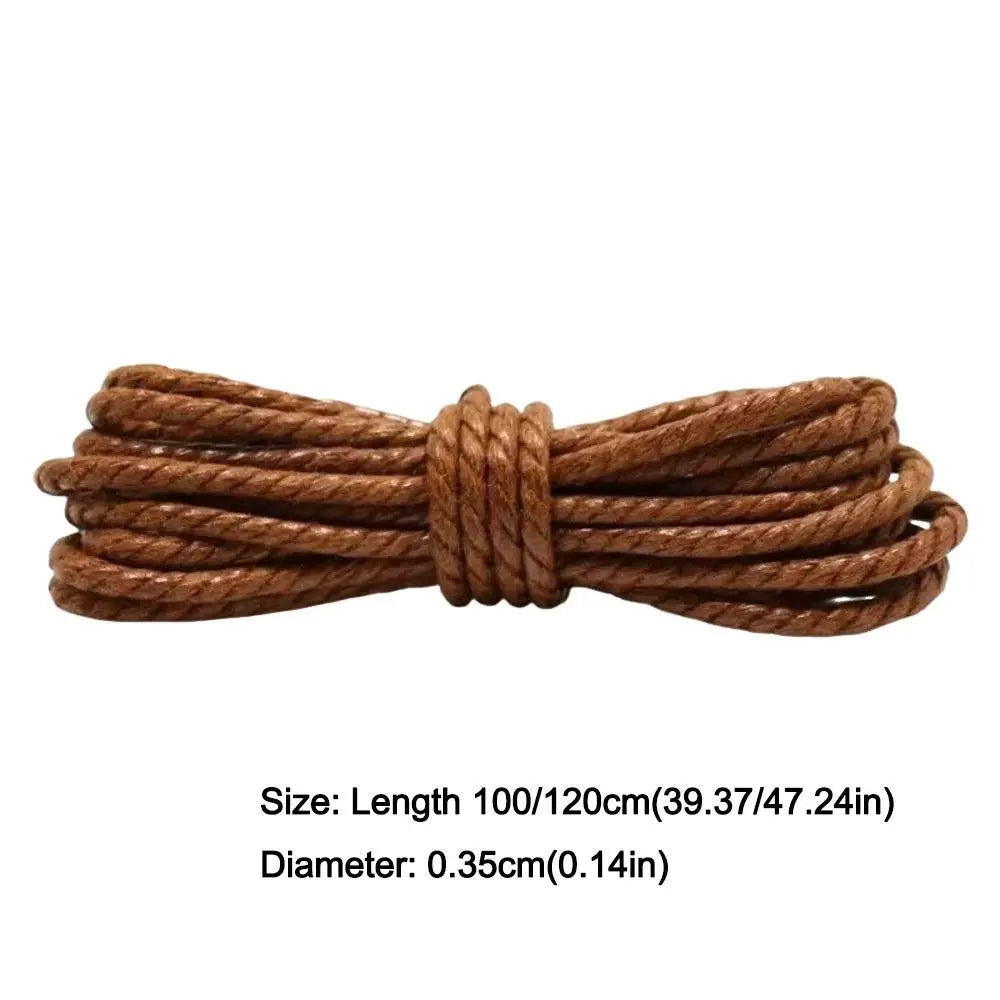 Waxed Leather Round Shoelaces – Waterproof Boot Laces, 7 Colors