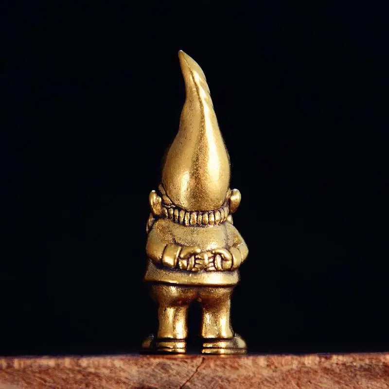 Vintage Copper Gnome Statue – Halloween Desk Decor Ornament Decorative Figurine Nixie