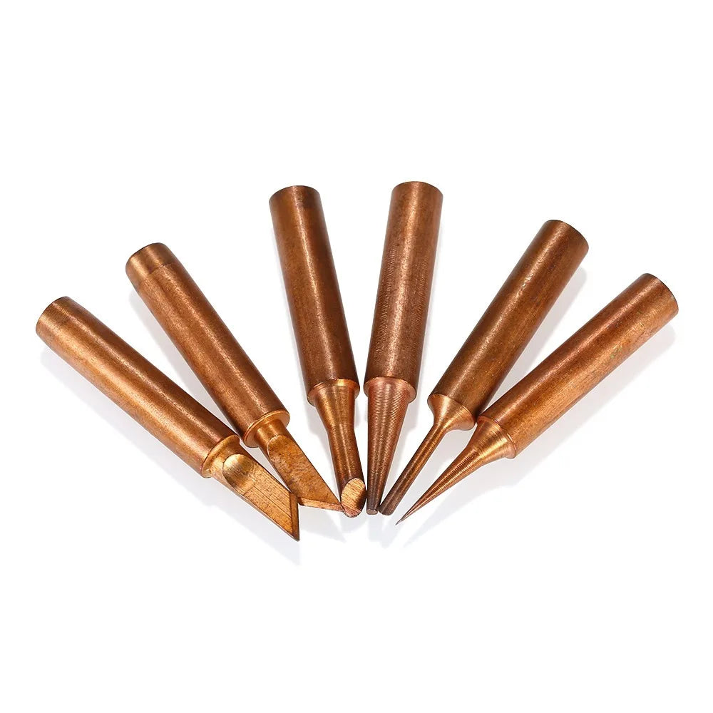 6-Piece 900M-T Pure Copper Lead-Free Soldering Iron Tips Set Soldering Iron Tips Nixie