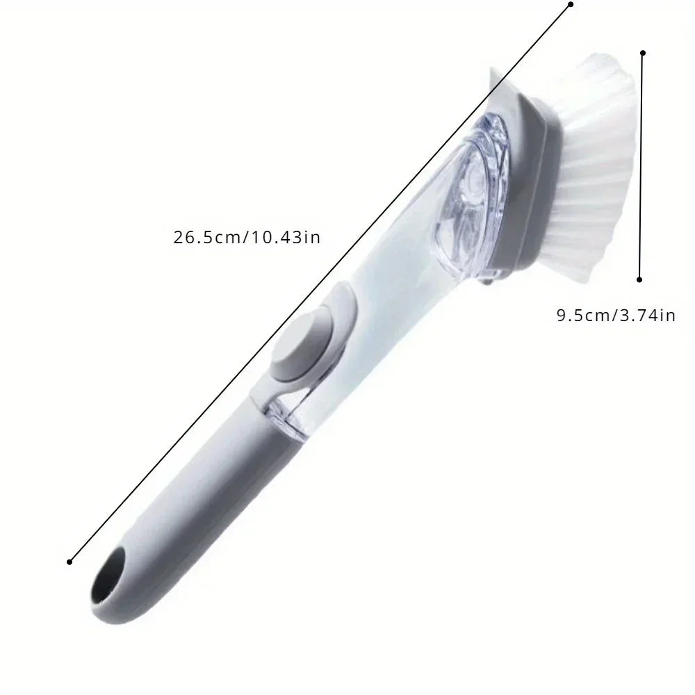 Long Handle Dish Brush with Soap Dispenser & Sponge