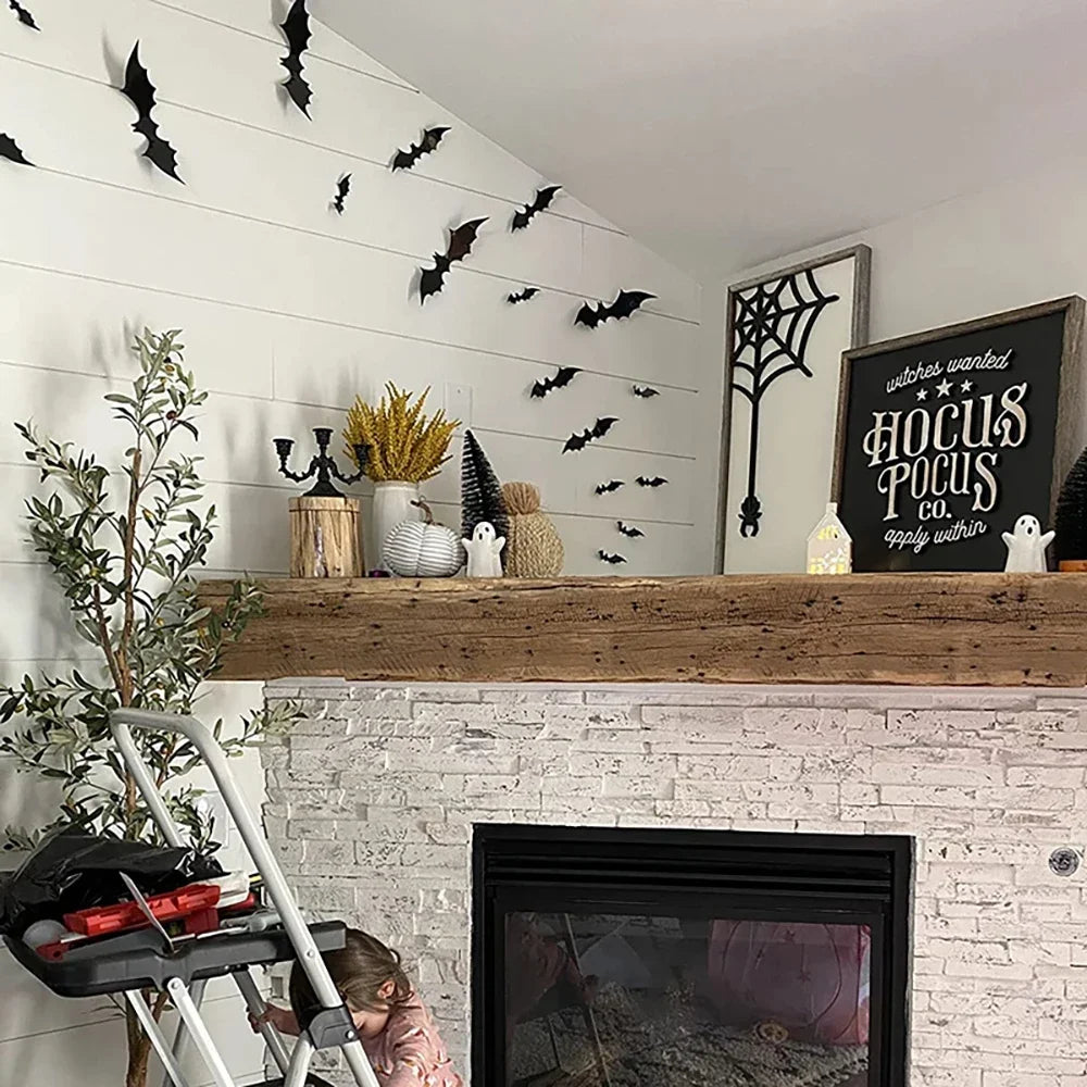 3D Halloween Bat Wall Stickers – Black PVC Bat Decorations Halloween Wall Stickers Nixie