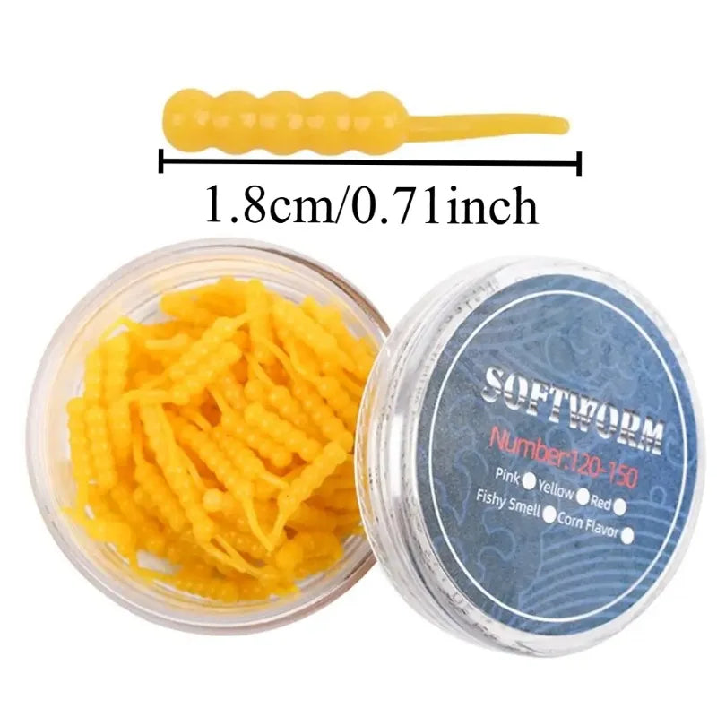 120-150pcs Soft Worm Lures 20mm Bionic Bait with Fishy Scent Soft Fishing Lures Nixie
