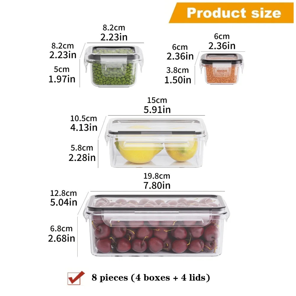 8-PC BPA-Free Airtight Food Containers with Locking Lids Food Storage Containers Nixie 8PCS