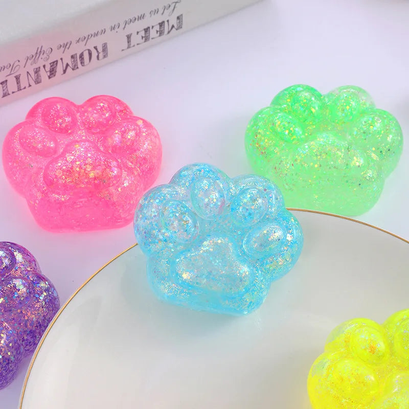 3PCS Kawaii Cat Paw Squishy Squeeze Toys – Jelly Glitter Claws Squishy Squeeze Toy Nixie