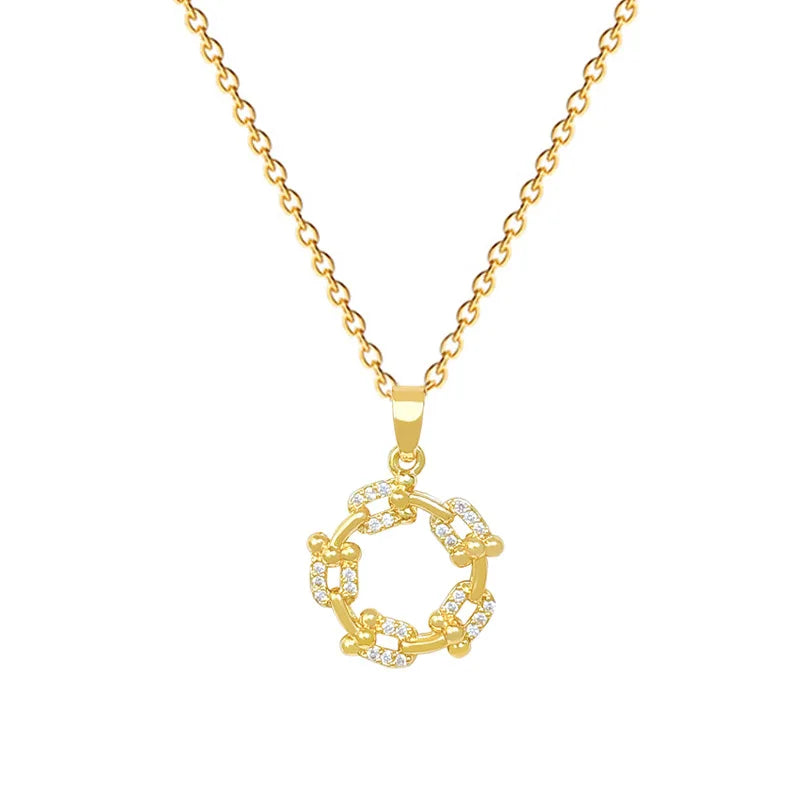 Rotating Ring Pendant Necklace – Gold Stainless Steel Clavicle Chain Pendant Necklace Nixie