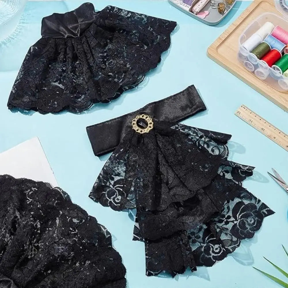 Victorian Lace Jabot Collar & Cuffs Set | Steampunk Cosplay Costume Collar Set Nixie