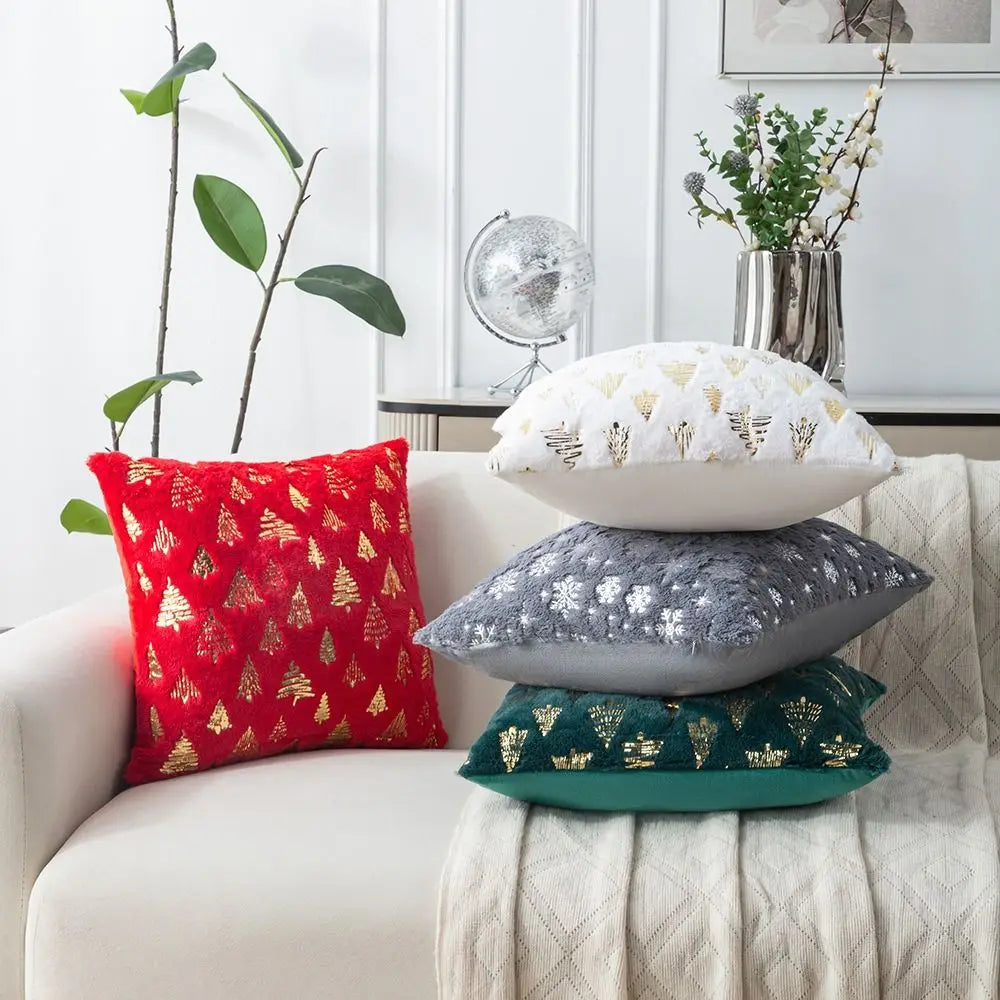 Christmas Plush Throw Pillow Cover | Festive Cushion Slipcover Holiday Pillow Cover Nixie