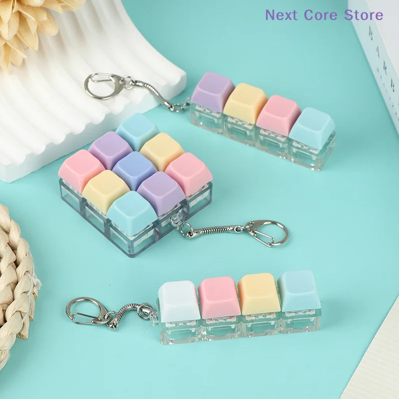 Macaron Keycap Keychain – 4-Key Mechanical Sensory Fidget Toy Fidget Keychain Toy Nixie