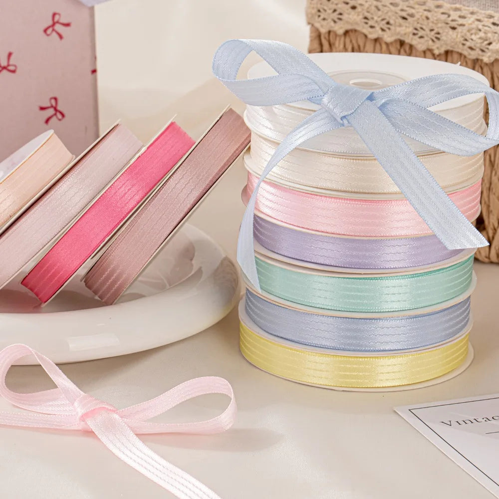 2.5cm Double-Sided Satin Ribbon Stripe & Solid – 10 Yards