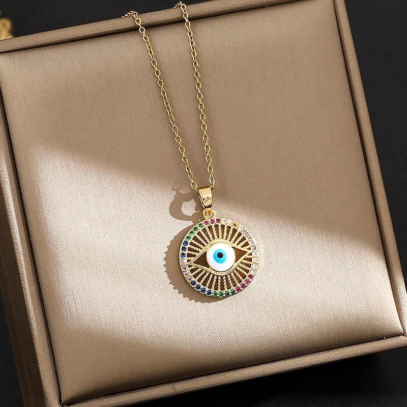Devil's Eye Zircon Pendant Necklace – Unisex Collarbone Chain Pendant Necklace Nixie