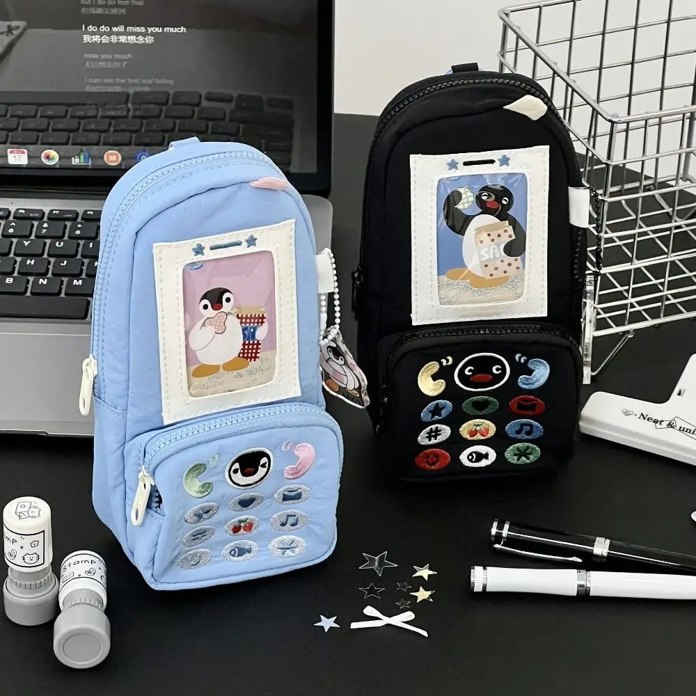 Penguin Canvas Pencil Case Large Capacity Pen Bag | Kawaii Canvas Pencil Case Nixie