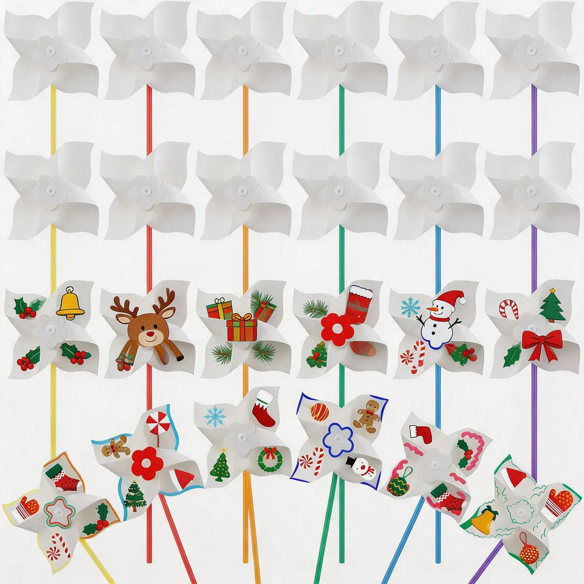 100Pcs Blank DIY Paper Pinwheel Craft Kit for Kids & Parties DIY Craft Kit Nixie