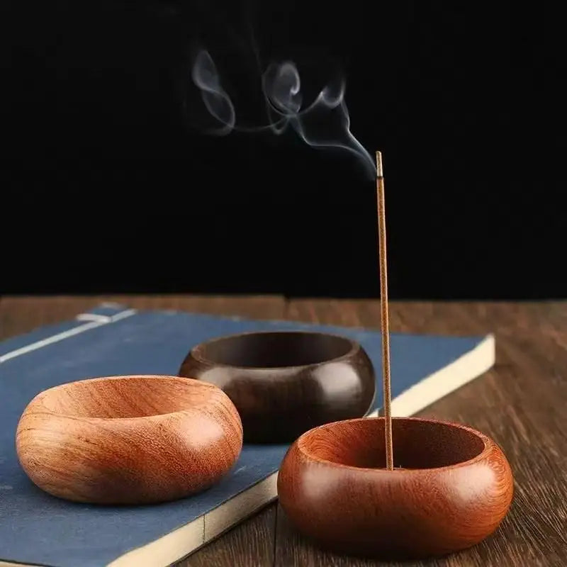 Black Walnut Round Incense Burner & Agarwood Tray Holder Incense Burner Tray Nixie