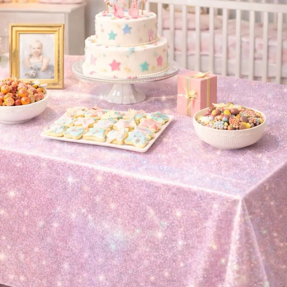 Laser Foil Disposable Tablecloth – Shiny Party Table Cover Disposable Tablecloth Nixie