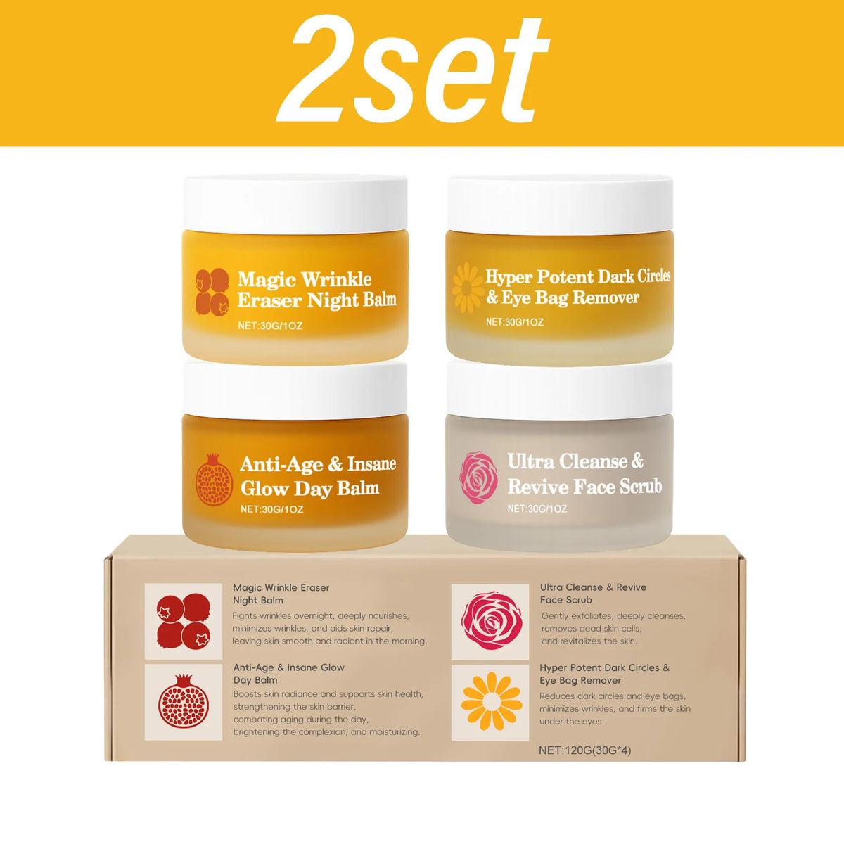 OceAura 4-in-1 Facial Skincare Set – Balm, Eye Cream & Scrub Facial Skincare Set Nixie 2set