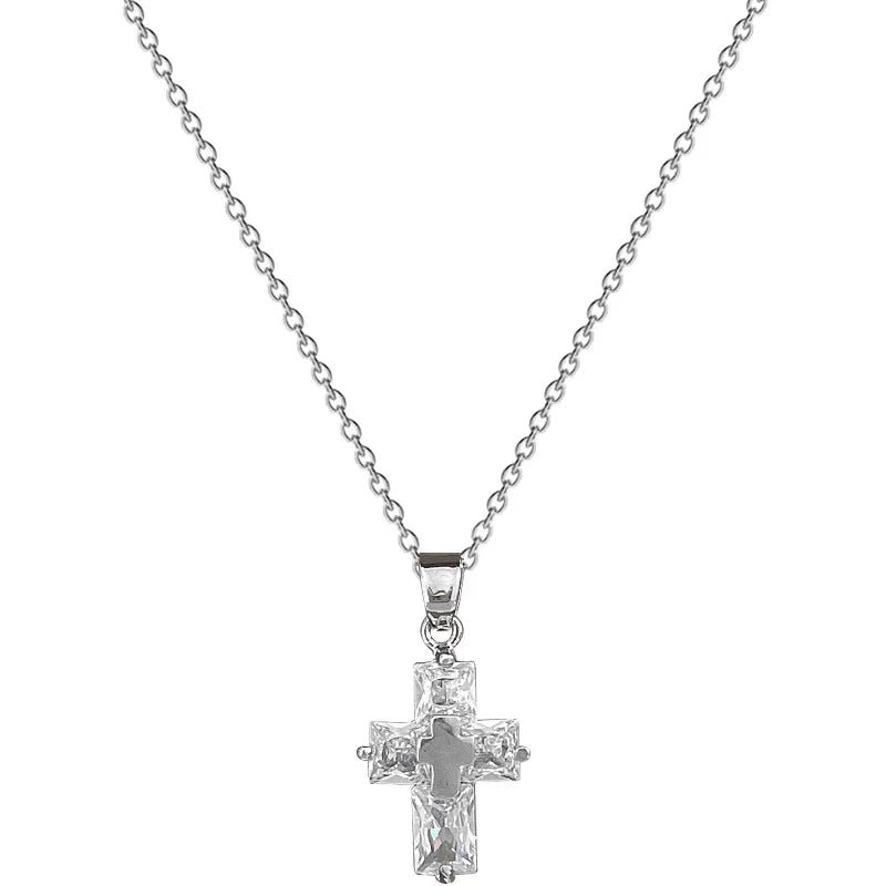 Women's Cross Pendant Stainless Steel Choker Necklace Pendant Necklace Nixie