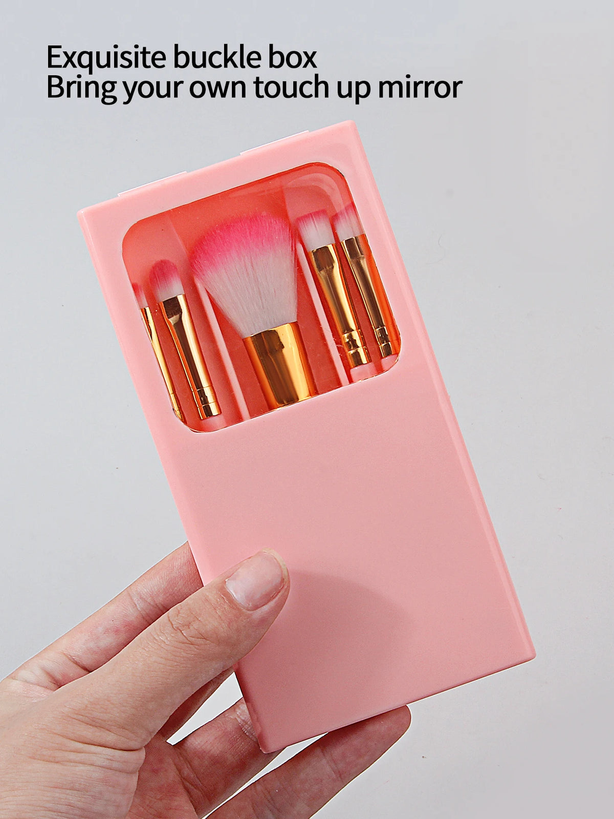 5-Piece Mini Travel Makeup Brush Set with Mirror Storage Box Makeup Brush Set Nixie
