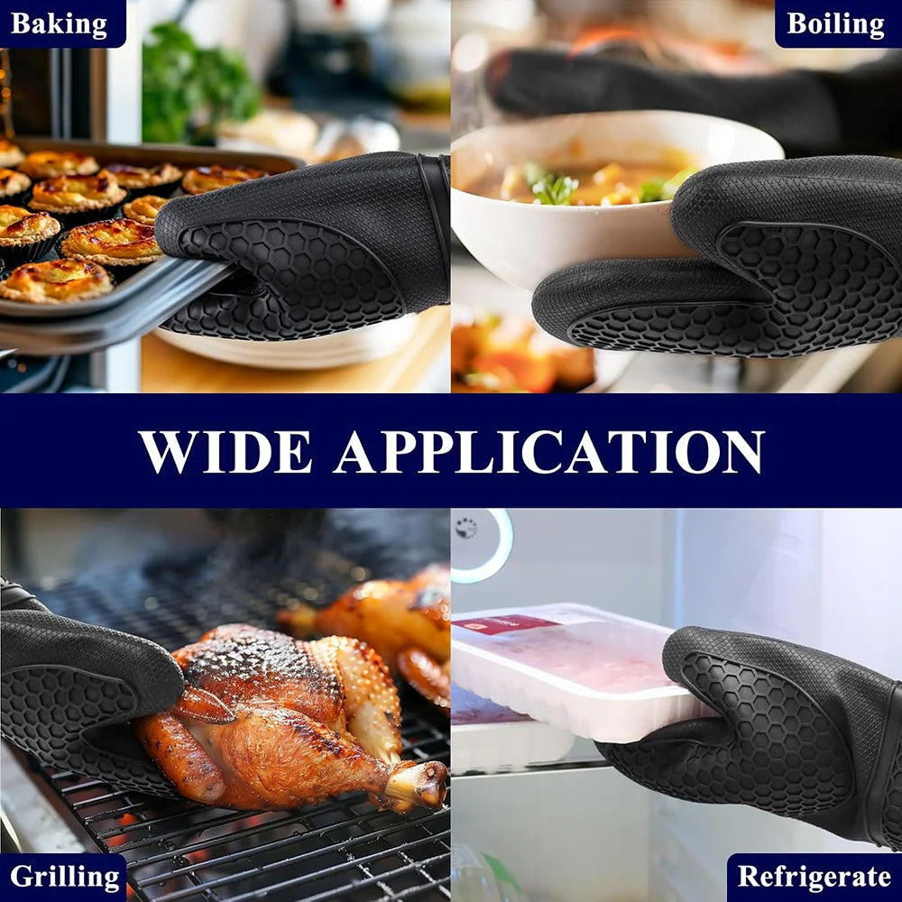 Silicone Oven Mitts Heat Resistant to 500°F – Non-Slip Grip Silicone Oven Mitts Nixie