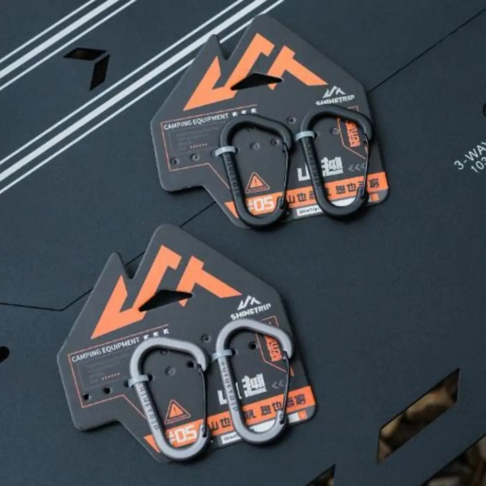 2pcs D-Ring Spring Snap Hook Carabiner Clip Buckle – Black & Grey Carabiner Clip Set Nixie