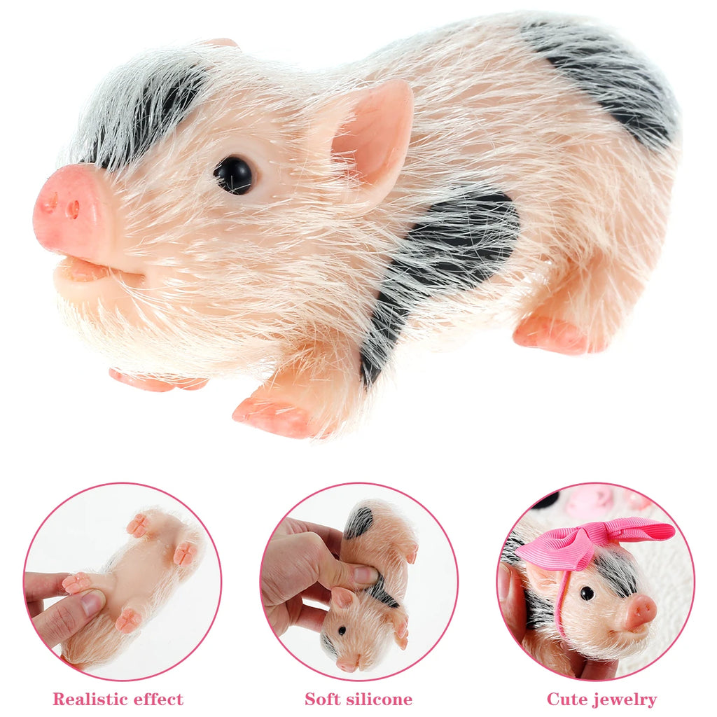 Mini Silicone Piglet Doll Toy Set – Lifelike Reborn Pig Gift Silicone Animal Doll Nixie