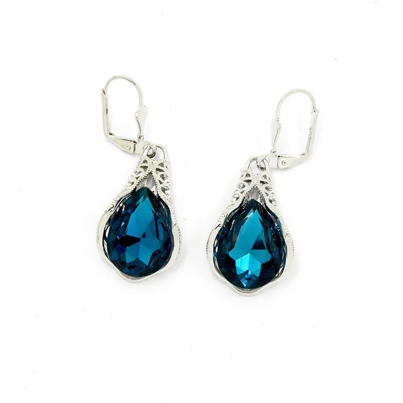Black Crystal Dangle Earrings – Vintage Geometric Fashion Crystal Dangle Earrings Nixie