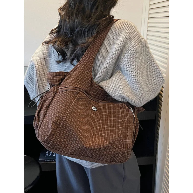 Women's Large Plaid Tote Bag for Travel & Commuting Tote Bag Nixie