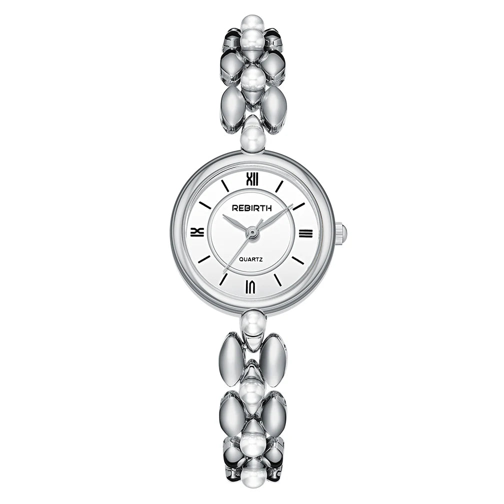 REBIRTH Vintage Quartz Wristwatch – Compact Luxury Design Quartz Wristwatch Nixie Silver
