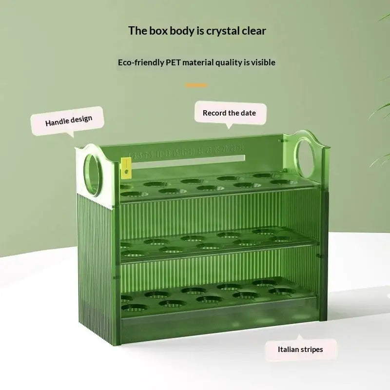 30-Grid 3-Layer Auto-Flip Egg Storage Container for Fridge Egg Storage Container Nixie