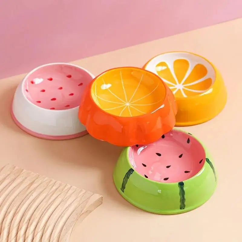 Cute Fruit Shape Ceramic Cat & Small Dog Bowl – 4 Designs Ceramic Pet Bowl Nixie