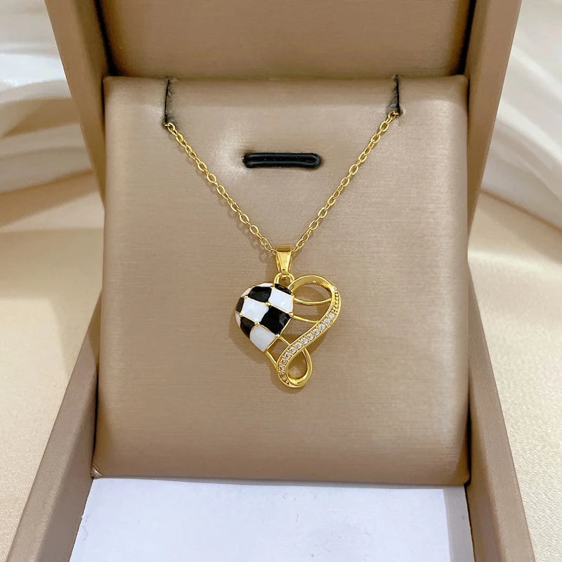 Gold Heart Pendant Choker Necklace – Stainless Steel for Women Heart Pendant Necklace Nixie