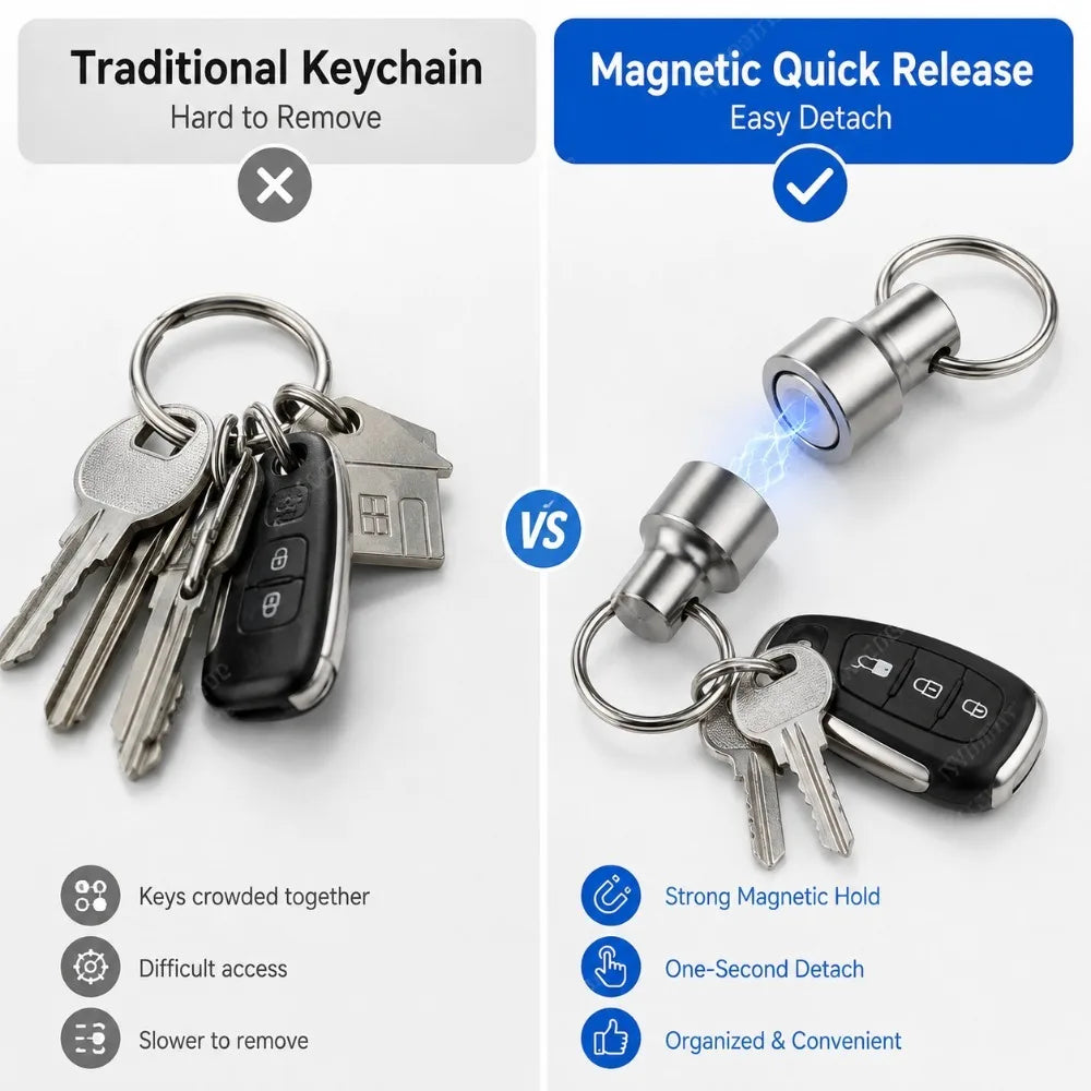 Metal Ring Magnetic Keychain – Strong Anti-Loss Key Holder 1–3 Pairs Magnetic Keychain Nixie
