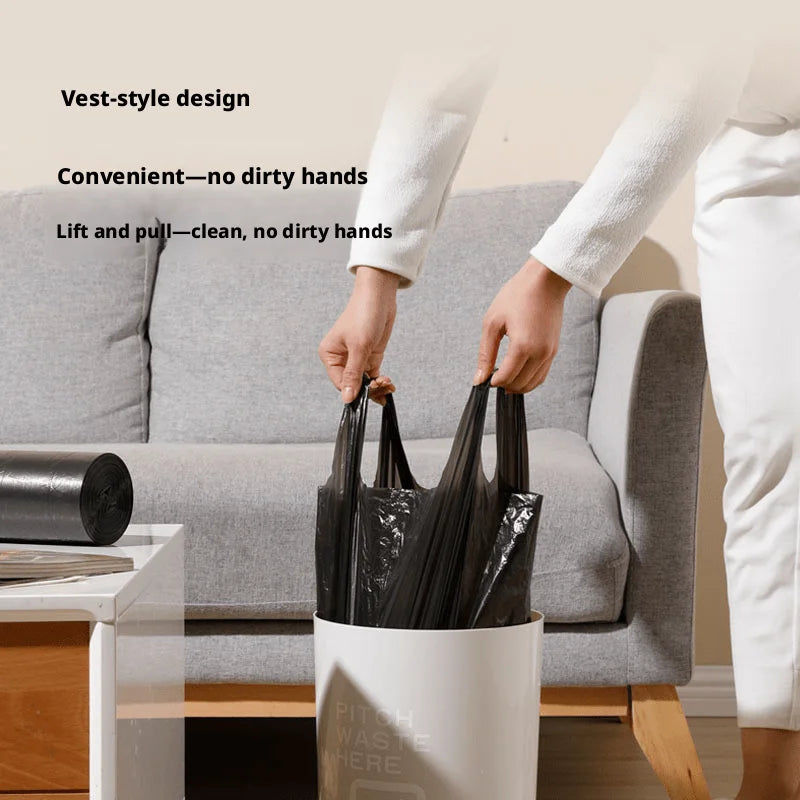100pcs Black Heavy Duty Vest Poly Bags – Thick Carry Pouches Poly Carry Bags Nixie