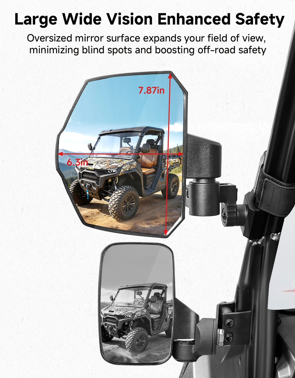KEMIMOTO UTV Pro-Fit Side Mirrors Extendable Telescopic Arm UTV Side Mirrors Nixie