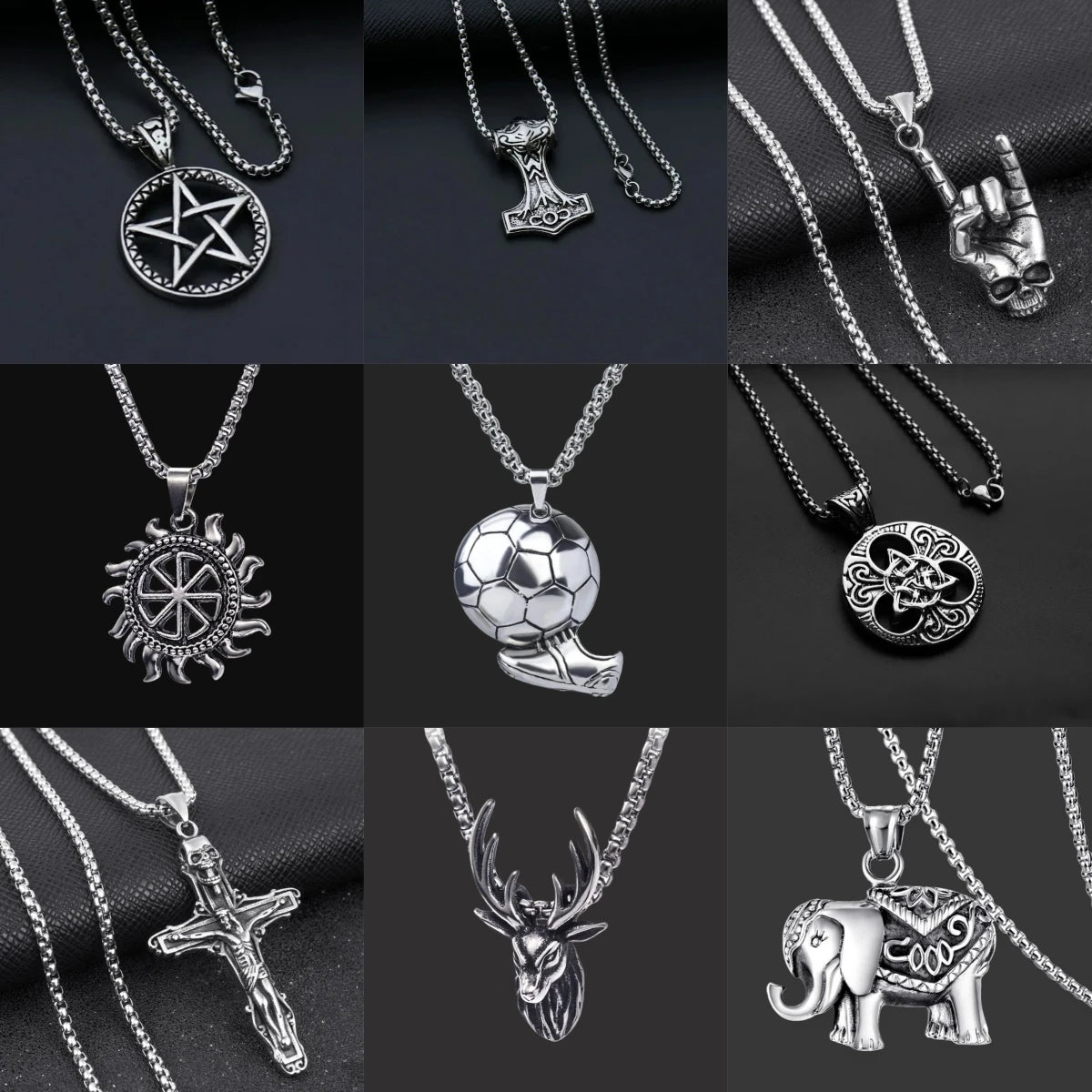Unisex Retro Stainless Steel Pendant Sweater Chain Necklace Pendant Necklace Nixie