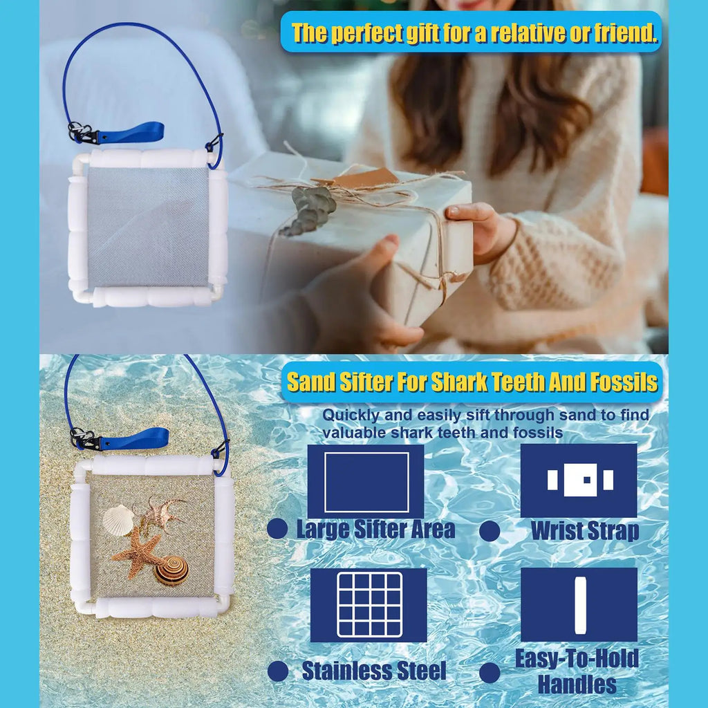 Floating Shark Tooth Sifter Strainer with Wrist Strap