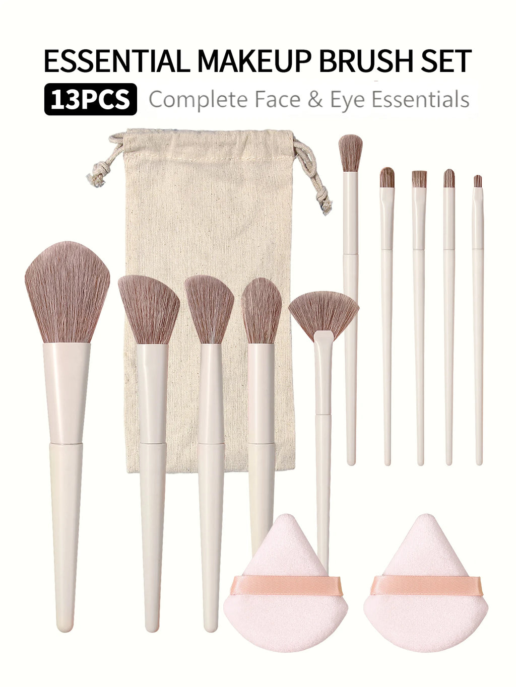 10-Piece Synthetic Makeup Brush Set with Powder Puff Makeup Brush Set Nixie