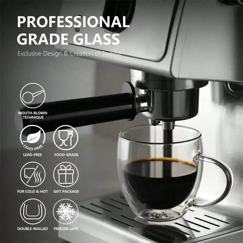 Double Wall Glass Coffee Cup with Handle 250ml | 1 or 2 Pack Glass Coffee Cup Nixie
