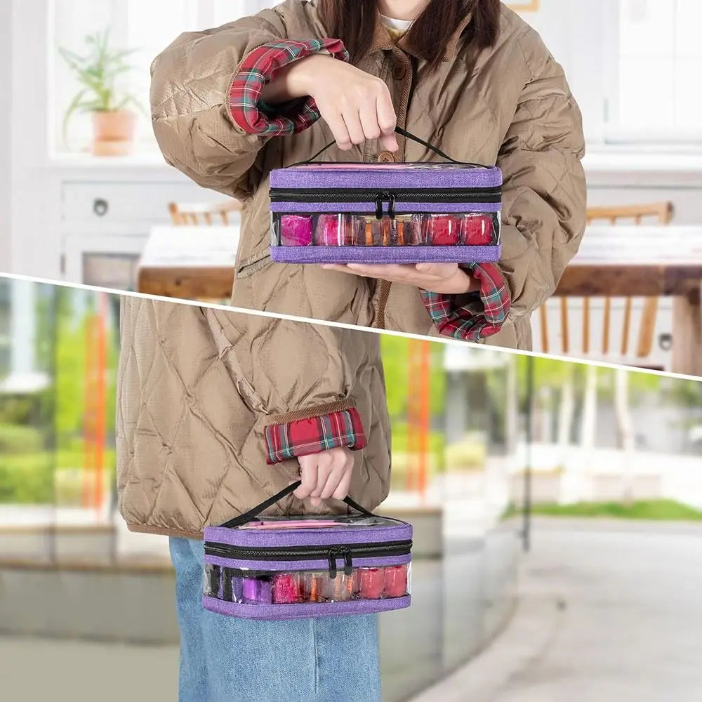 Clear PVC Nail Polish Organizer Bag – Holds 12 Bottles