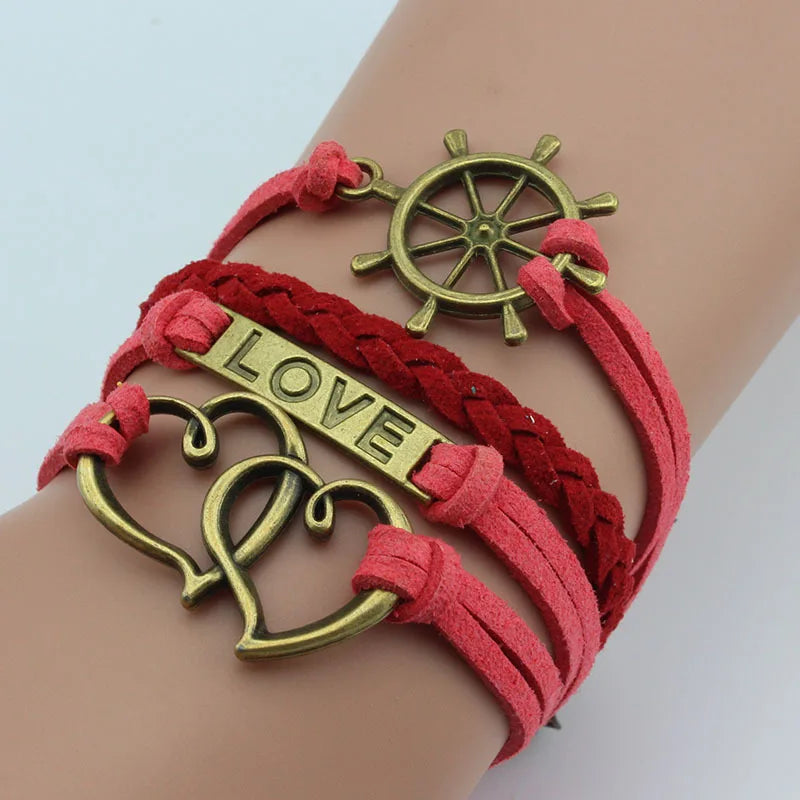 Owl Braided Multilayer Charm Leather Bracelet – Vintage Punk