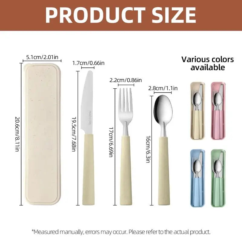 3-Piece Stainless Steel Portable Cutlery Set with Storage Box Portable Cutlery Set Nixie
